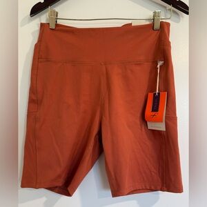 Freefly High-Waist Rust-Orange Bike Shorts